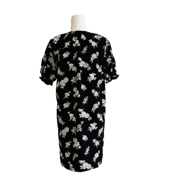 Loft Outlet Dress Black White Floral Ruffled Short Sleeve Button Front Size SP - Picture 5 of 12